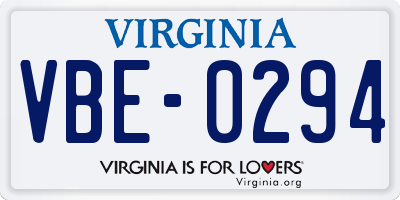 VA license plate VBE0294