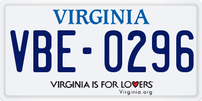 VA license plate VBE0296