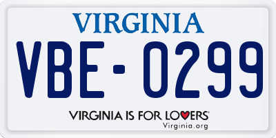 VA license plate VBE0299