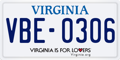 VA license plate VBE0306