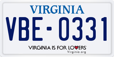 VA license plate VBE0331