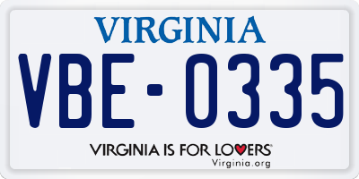 VA license plate VBE0335