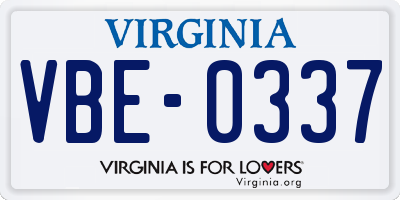 VA license plate VBE0337