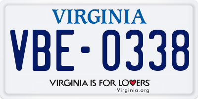 VA license plate VBE0338