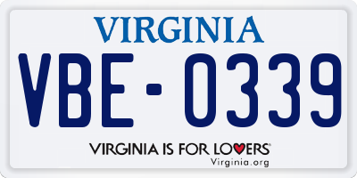 VA license plate VBE0339