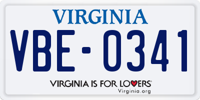 VA license plate VBE0341