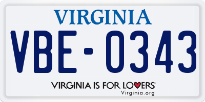 VA license plate VBE0343