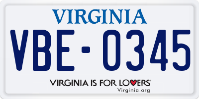 VA license plate VBE0345