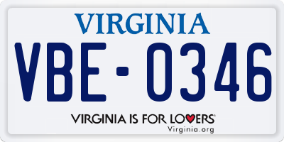 VA license plate VBE0346