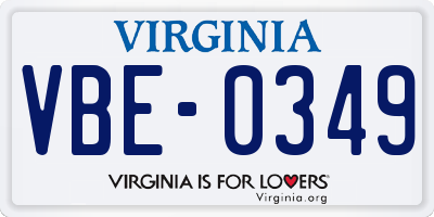 VA license plate VBE0349