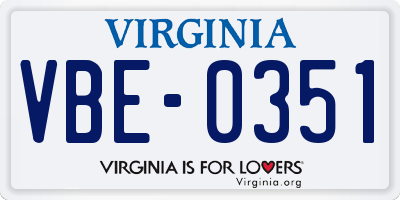 VA license plate VBE0351