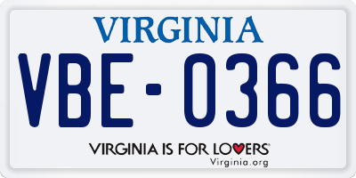 VA license plate VBE0366