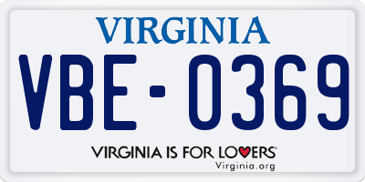VA license plate VBE0369
