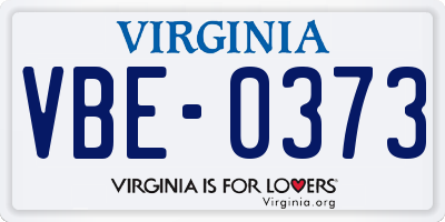 VA license plate VBE0373