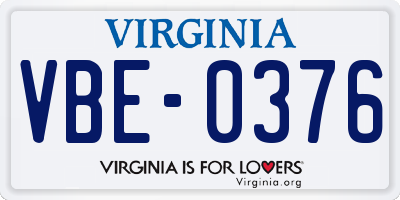 VA license plate VBE0376