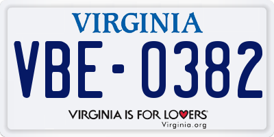 VA license plate VBE0382