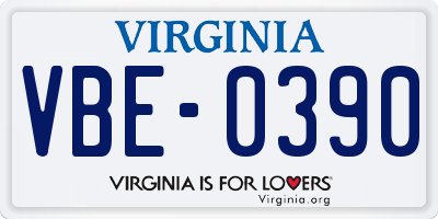 VA license plate VBE0390