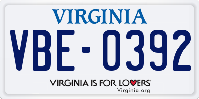 VA license plate VBE0392