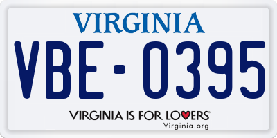 VA license plate VBE0395