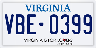VA license plate VBE0399