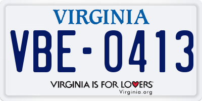 VA license plate VBE0413