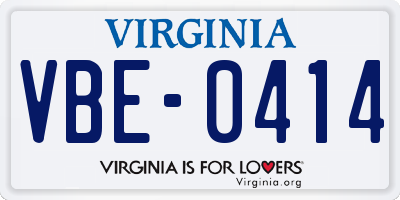 VA license plate VBE0414