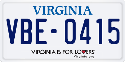 VA license plate VBE0415