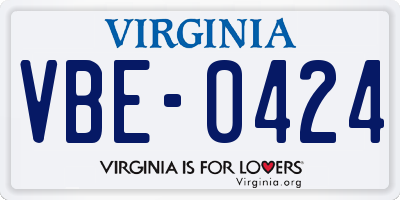 VA license plate VBE0424