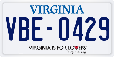 VA license plate VBE0429
