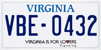 VA license plate VBE0432