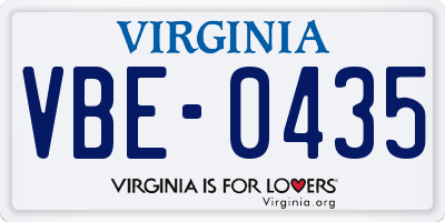 VA license plate VBE0435