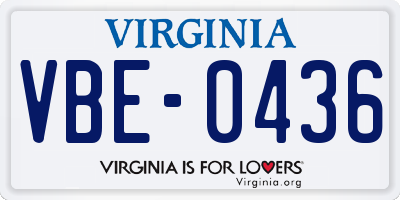 VA license plate VBE0436