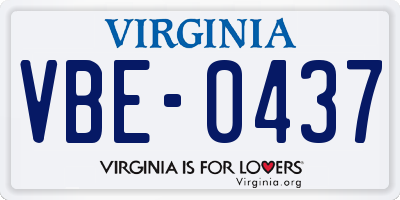 VA license plate VBE0437