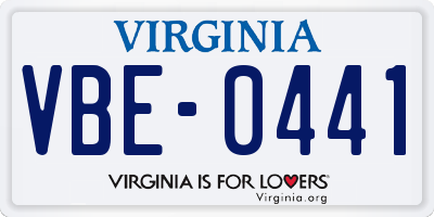 VA license plate VBE0441