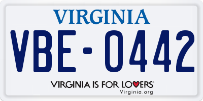 VA license plate VBE0442