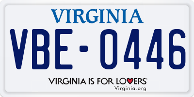 VA license plate VBE0446