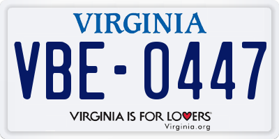 VA license plate VBE0447