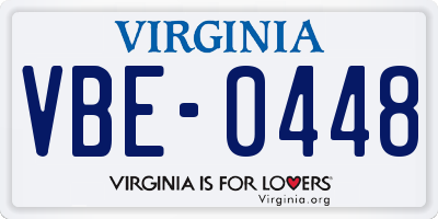 VA license plate VBE0448
