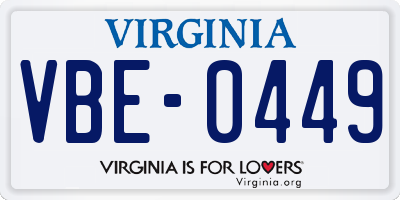 VA license plate VBE0449