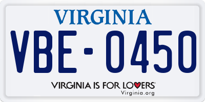 VA license plate VBE0450