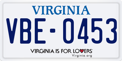VA license plate VBE0453