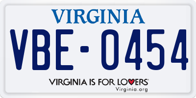VA license plate VBE0454