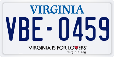 VA license plate VBE0459