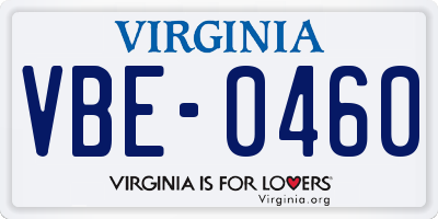 VA license plate VBE0460
