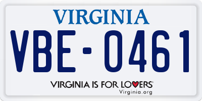 VA license plate VBE0461