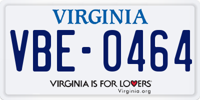 VA license plate VBE0464