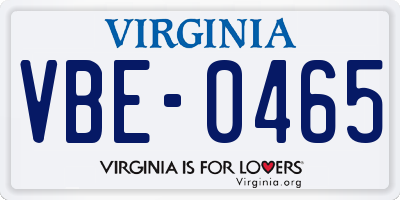 VA license plate VBE0465