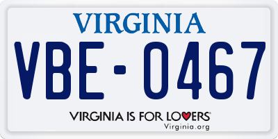 VA license plate VBE0467