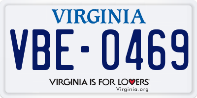 VA license plate VBE0469