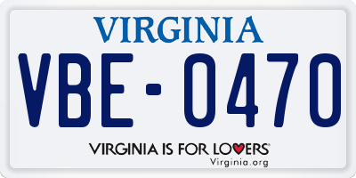 VA license plate VBE0470